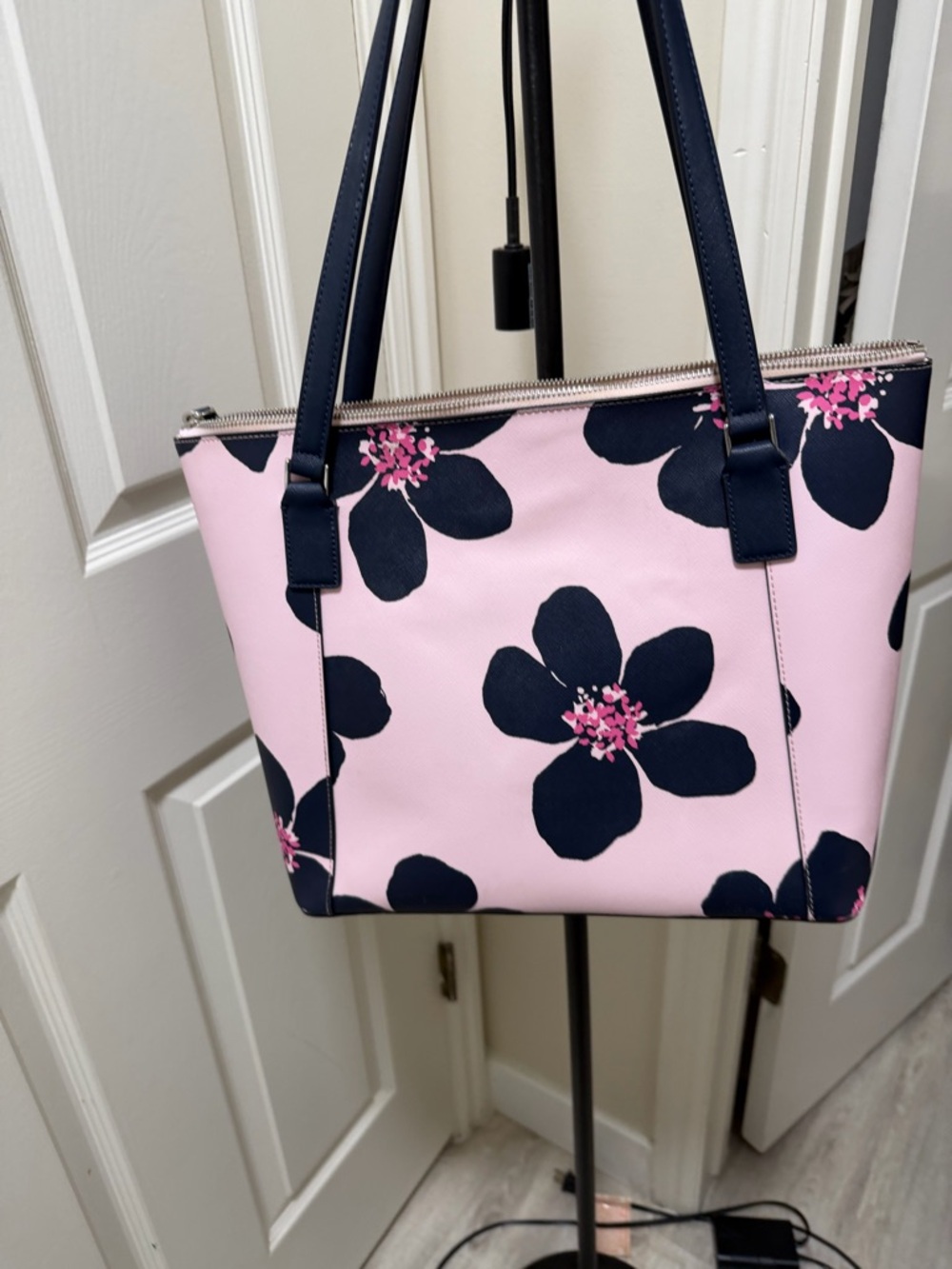 kate spade Pink Floral Tote with Navy Handles - Picture 10 of 10